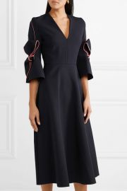 Sibella bow-detailed satin-trimmed crepe midi dress at Net A Porter