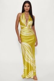 Sicily Summer Satin Maxi Dress - Chartreuse Fashion Nova at Fashion Nova