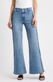 Side Braid Wide Leg Jeans at Nordstrom