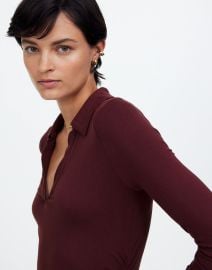 Side-Cinch Long-Sleeve Polo Top at Madewell