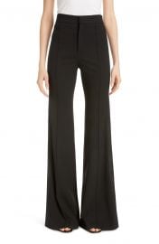 Side Stripe Pintucked Stretch Wool Flare Pants at Nordstrom