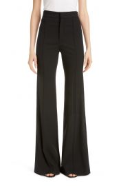 Side Stripe Pintucked Stretch Wool Flare Pants at Nordstrom