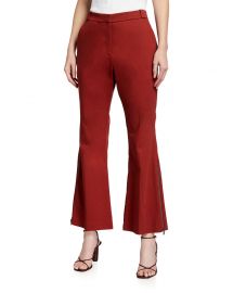 Side-Zipper Cropped Flare-Leg Pants at Neiman Marcus