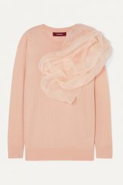 Sies Marjan - Awa silk organza-appliqu  d stretch-wool and cashmere-blend sweater at Net A Porter