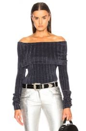 Sies Marjan Daphne Velour Rib Off Shoulder Sweater in Graphite   FWRD at Forward