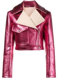 Sies Marjan Pink Metallic Cropped Lurex Biker Jacket  1 795 - Shop AW17 Online - Fast Delivery  Price at Farfetch