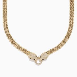 Signature 14K Yellow Gold Sapphire and Diamond Panther Necklace effyjewelrycom at Effy