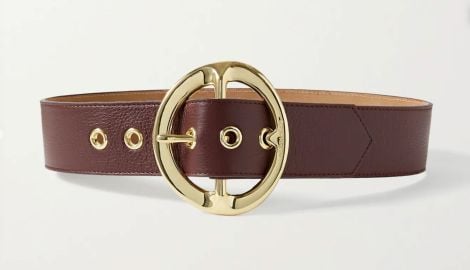 Signature Leather Belt - Burgundy Sergio Hudson at Sergio Hudson