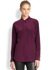 Signature blouse by Equipment in Cabernet at Saks Fifth Avenue