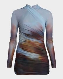 Significant Other Sora Draped Long Sleeve Mini Dress at Neiman Marcus