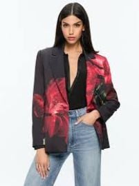 Silas Blazer In Peony Petals Bright Ruby Alice Olivia at Alice + Olivia