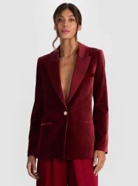 Silas Velvet Blazer In Oxblood Alice Olivia at Alice + Olivia