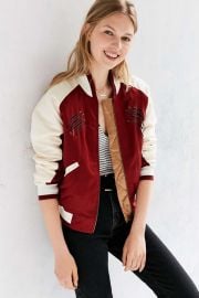 Silence + Noise On Tour Satin Varsity Bomber Jacket at Urban Outfitters