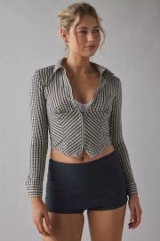 Silence Noise Hailey Zip Up Slim Shirt at Urban Outfitters