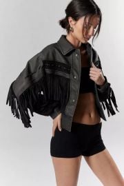 Silence Noise Hannah Western Fringe Faux Leather Jacket at Urban Outfitters