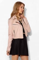 Silence and Noise Pinky Cropped Leather Jacket at Urban Outfitters