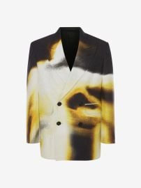 Silhouette double-breasted jacket in BlackPop Yellow at Alexander McQueen