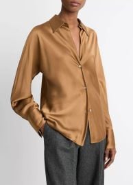 Silk Bias Long-Sleeve Blouse in Products Women at Vince