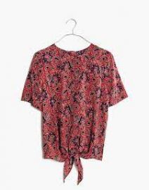 Silk Button-Back Tie Tee in Assam Floral at Madewell