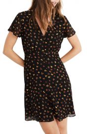 Silk Button Front Swing Dress in Feline Floral at Nordstrom Rack