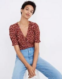 Silk Button-Sleeve Top in Spring Prairie at Madewell