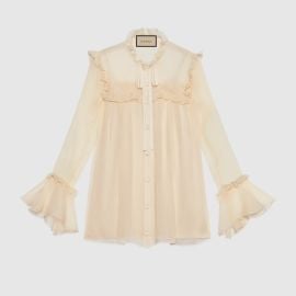 Silk Chiffon Ruffle Shirt by Gucci at Gucci