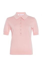 Silk-Cotton Knit Polo Top By Carolina Herrera at Moda Operandi