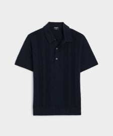 Silk Cotton Ribbed Polo in Navy - Todd Snyder at Todd Snyder