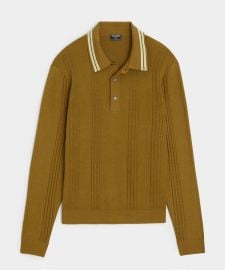 Silk-Cotton Tipped Sweater Polo in Brown - Todd Snyder at Todd Snyder