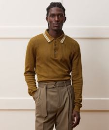 Silk-Cotton Tipped Sweater Polo in Cigar - Todd Snyder at Todd Snyder