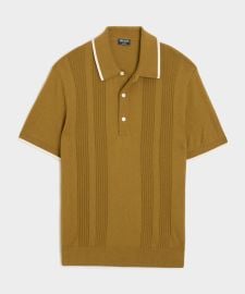 Silk-Cotton Tipped Sweater Polo in Cigar - Todd Snyder at Todd Snyder