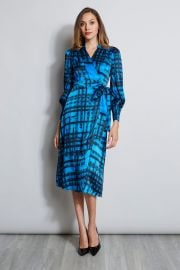 Silk Cubist Plaid Wrap Dress Elie Tahari at Elie Tahari