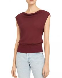 Silk Draped Ribbed Top at Bloomingdales