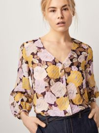 Silk Fil Coupe Shirt in Floral Print at Massimo Dutti