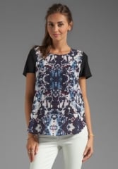 Silk Floral Plum Combo Blouse by Rebecca Taylor at Revolve