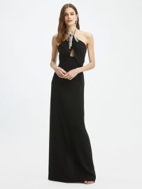  Silk Georgette Halter Bow Gown at Oscar de la Renta