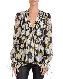 Silk Hortensia-Print Top The Kooples at Bloomingdales