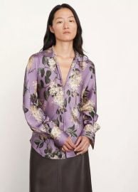 Silk Lilac Bias Long Sleeve Blouse in Shirts amp Tees at Vince