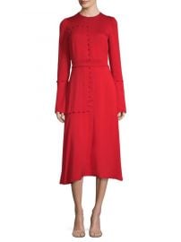 Silk Long-Sleeve A-Line Midi Dress  Prabal Gurung at Saks Fifth Avenue