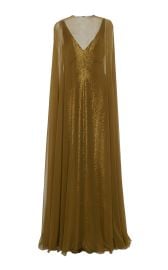 Silk-Overlay Metallic Cape Gown By Valentino at Moda Operandi