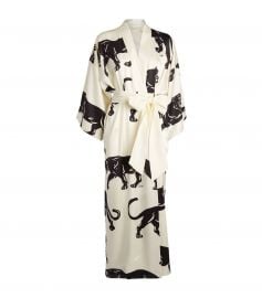 Silk Queenie Panther Print Robe at Net a Porter