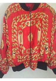 Silk Red Bomber Jacket by Chanel at Etsy