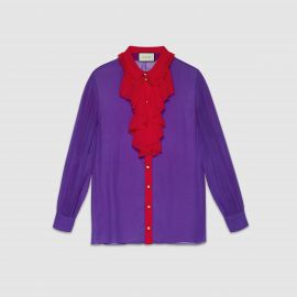 Silk Ruffle Front Shirt by Gucci at Gucci