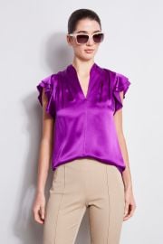 Silk Satin Flutter Shirt Elie Tahari at Elie Tahari