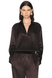 Silk Satin Polo Top at FWRD