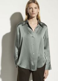 Silk Shaped Collar Blouse by Vince at Vince