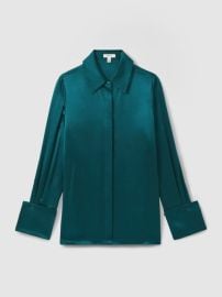 Silk Shirt in Teal REISS USA at Reiss