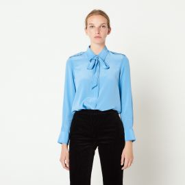 Silk Shirt with Bow Collar at Sandro