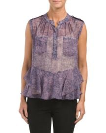 Silk Static Ruffle Top by Rebecca Taylor at TJ Maxx