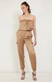 Silk Strapless Jumpsuit with a Cargo Pocket by Randi Rahm at Randi Rahm